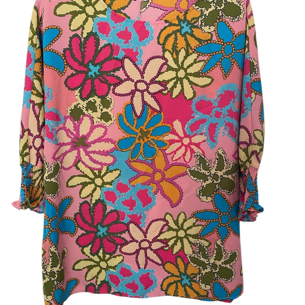 Floral Multicolor Women's Top size L/XL Colorful Flowers